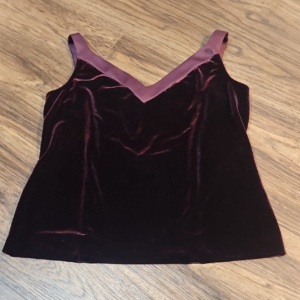 Alex Evenings Burgundy Velvet Camisole, Women's Size Large